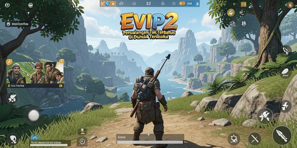 Screenshot gameplay EVIP2 yang menampilkan petualangan seru di dunia terbuka.