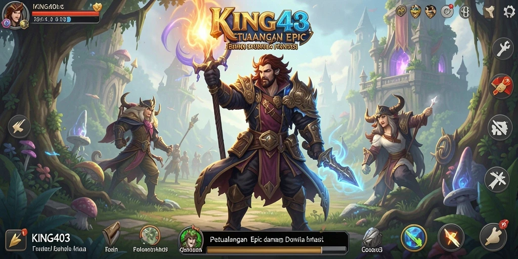 Tangkapan layar KING403 menunjukkan pertempuran seru dengan karakter yang beraneka ragam.