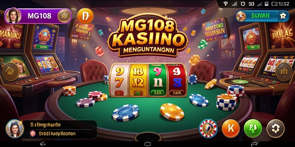 Tampilan gameplay MG108 dengan tema kasino yang menarik.