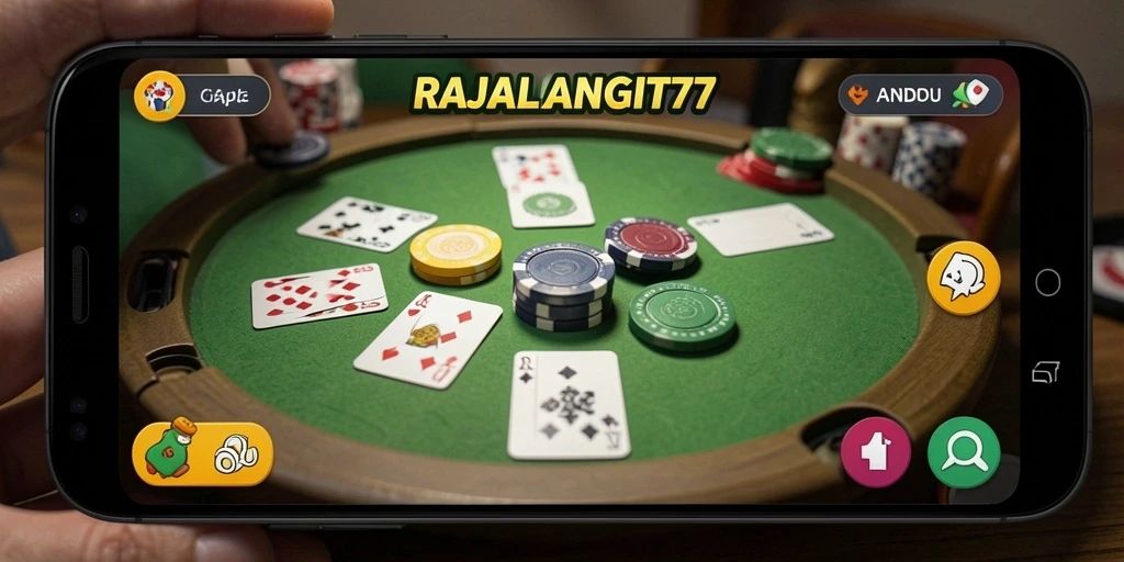 Tampilan gameplay RAJALANGIT77 dengan suasana permainan Gaple yang seru.