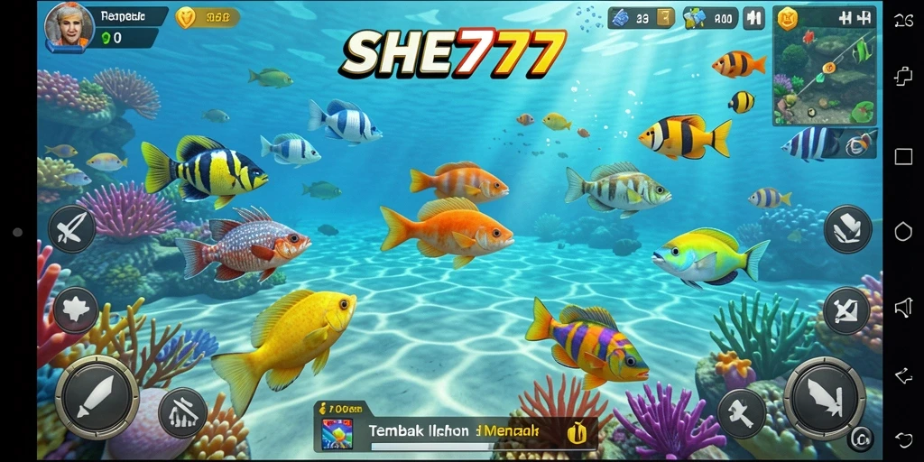Screenshot gameplay Tembak Ikan yang seru di SHE777.