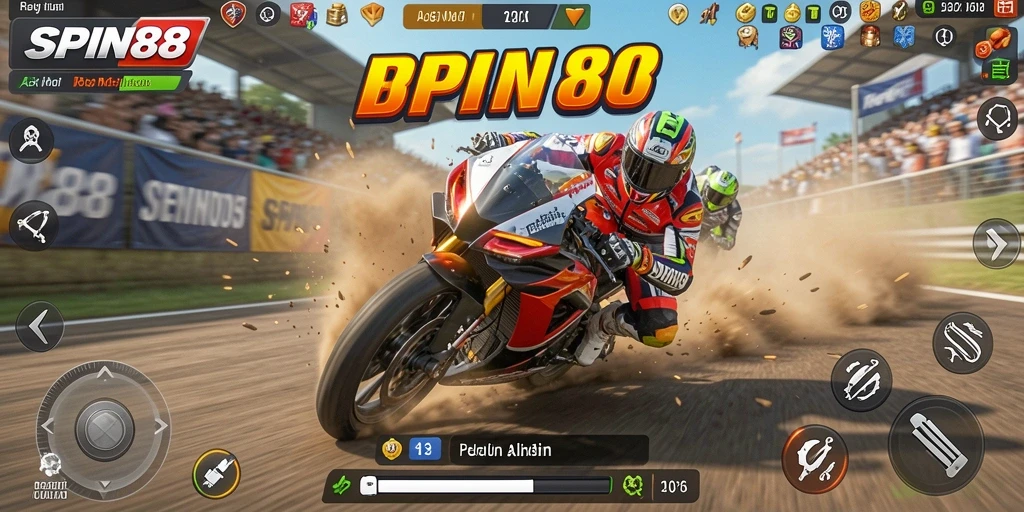Tampilan balapan seru di SPIN88 dengan motor bertenaga.
