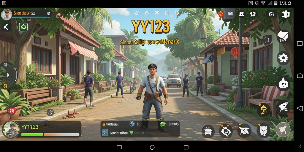 Screenshot menunjukkan gameplay interaktif dari dunia simulasi YY123.